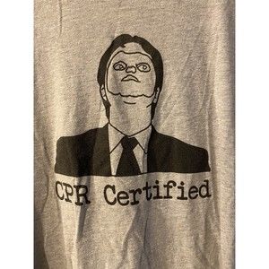 Dwight Schrute CPR Certified T-shirt Men L The Office Fun Unique Shirt